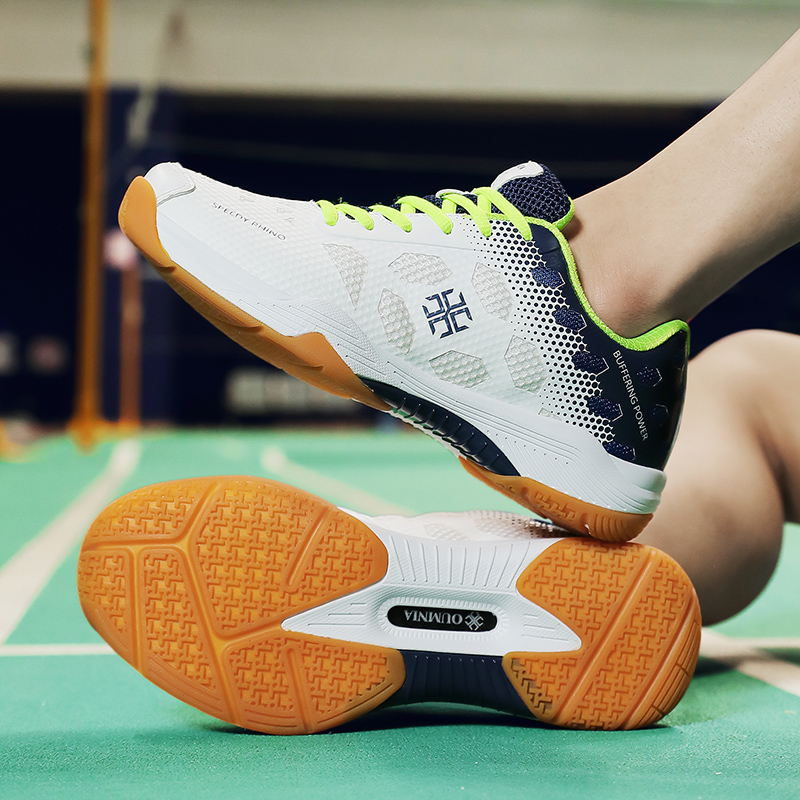 Men Lace Up Gum Sole Professional Badminton Shoes