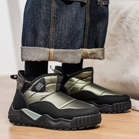 Men Winter Snow Boots, Fleece Lined Waterproof Slip On Outdoor Warm Ankle Boots - Image 1