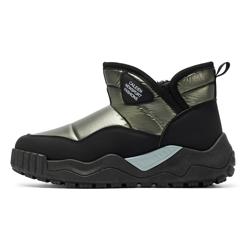 Men Winter Snow Boots, Fleece Lined Waterproof Slip On Outdoor Warm Ankle Boots