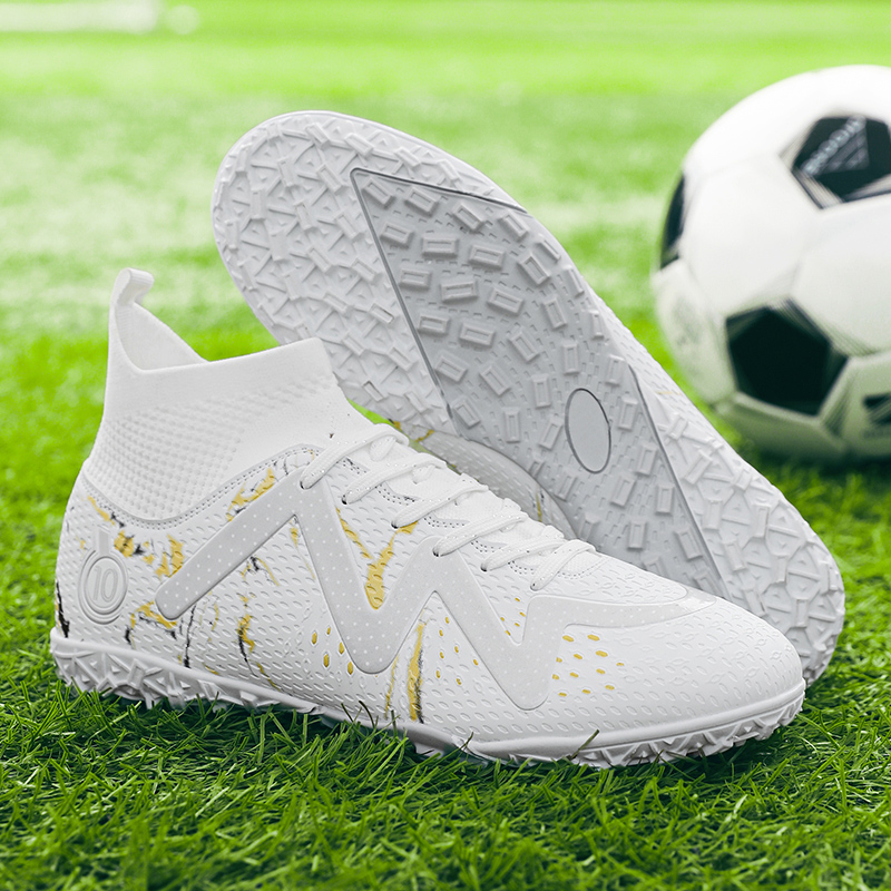 Unisex High Cut TF Knitted Soccer Cleats Marble Print Football Boots