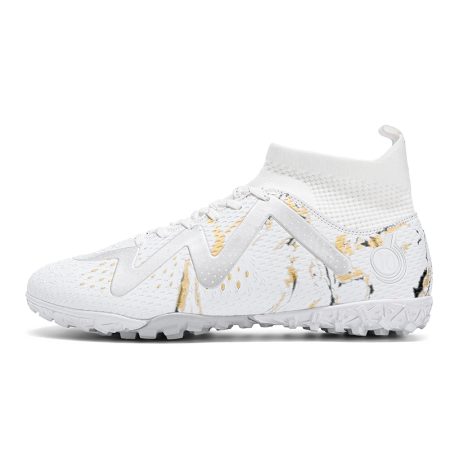 Unisex High Cut TF Knitted Soccer Cleats Marble Print Football Boots - Image 2
