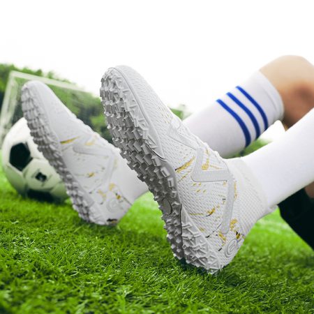 Unisex High Cut TF Knitted Soccer Cleats Marble Print Football Boots - Image 5