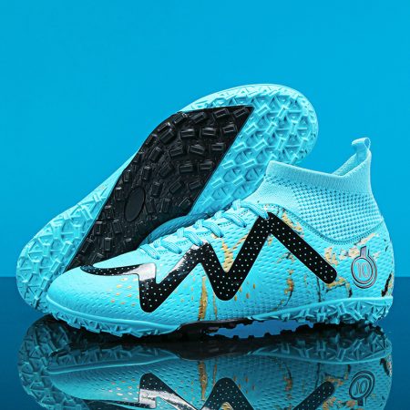 Unisex High Cut TF Knitted Soccer Cleats Marble Print Football Boots - Image 8