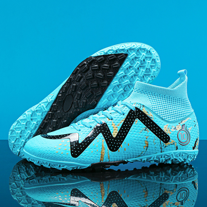 Unisex High Cut TF Knitted Soccer Cleats Marble Print Football Boots