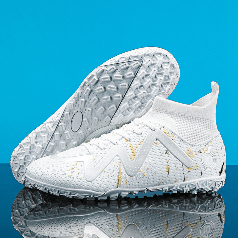 Unisex High Cut TF Knitted Soccer Cleats Marble Print Football Boots