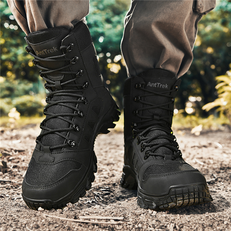 Men High Top Tactical Combat Boots Non Slip Rubber Sole