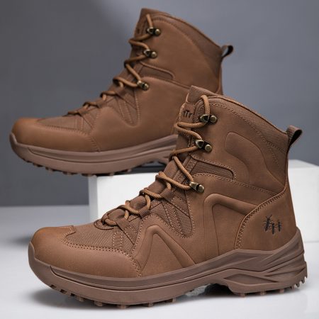 Men High Top Tactical Hiking Boots Rubber Outsole - Image 1