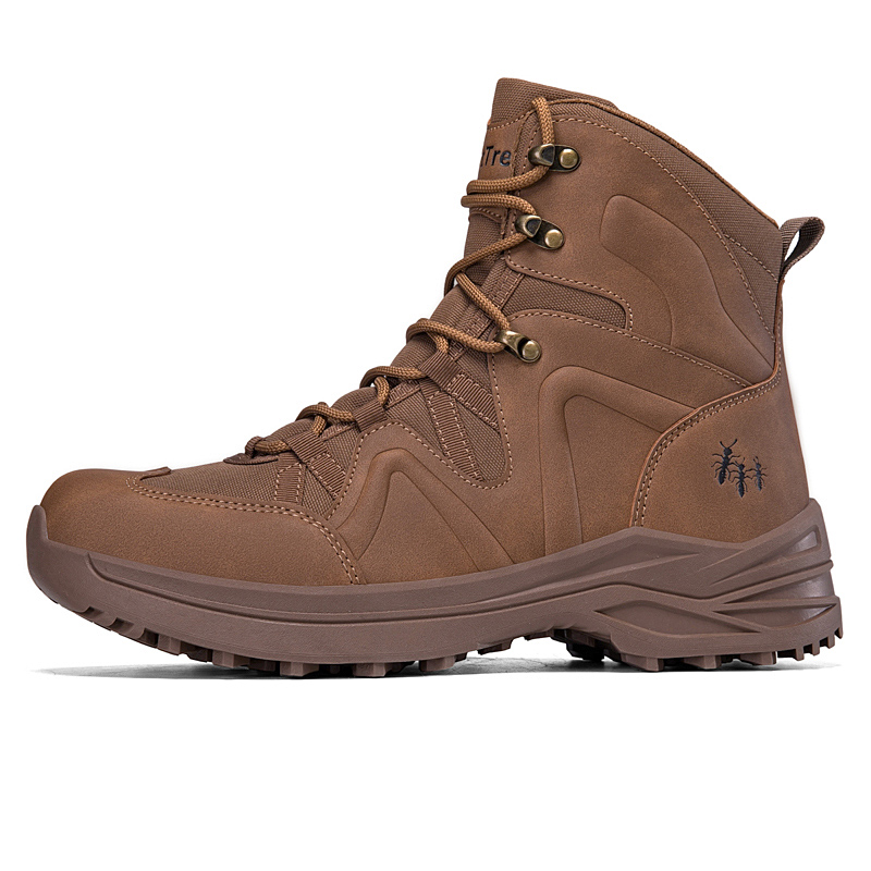 Men High Top Tactical Hiking Boots Rubber Outsole