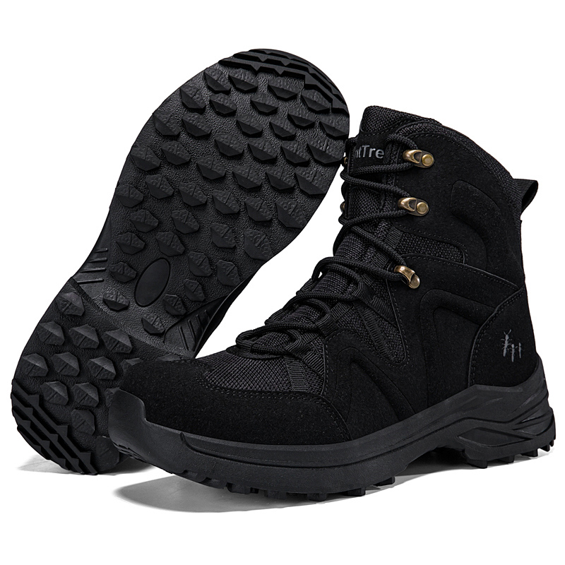 Men High Top Tactical Hiking Boots Rubber Outsole