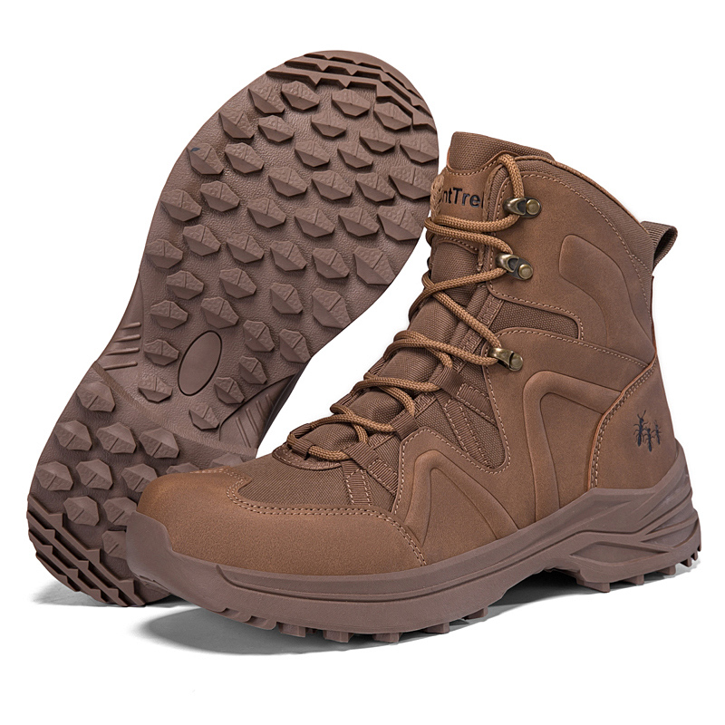 Men High Top Tactical Hiking Boots Rubber Outsole