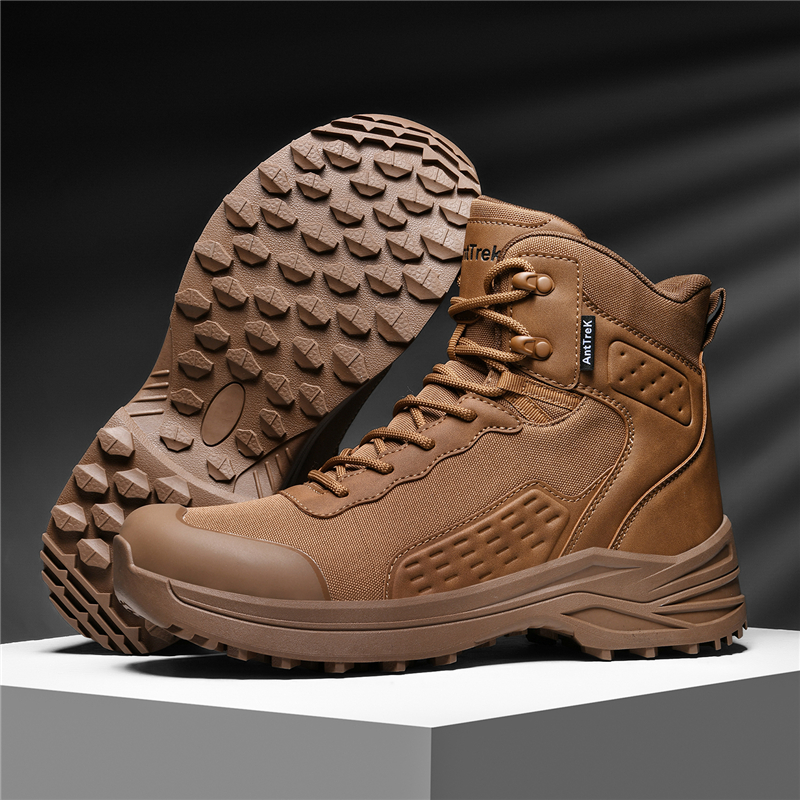 Men High Top Tactical Hiking Boots With Toe Protection