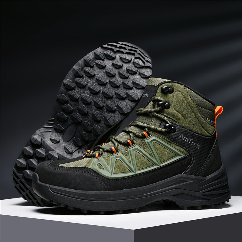 Men High Top Hiking Boots Reinforced Toe Rubber Sole