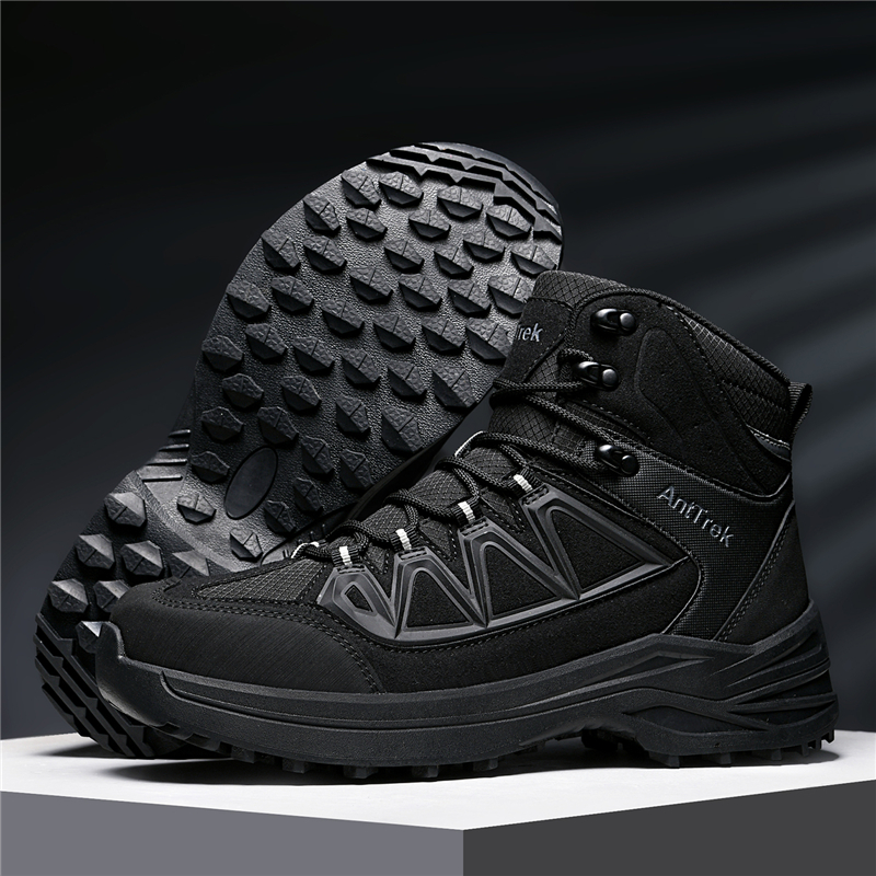 Men High Top Hiking Boots Reinforced Toe Rubber Sole