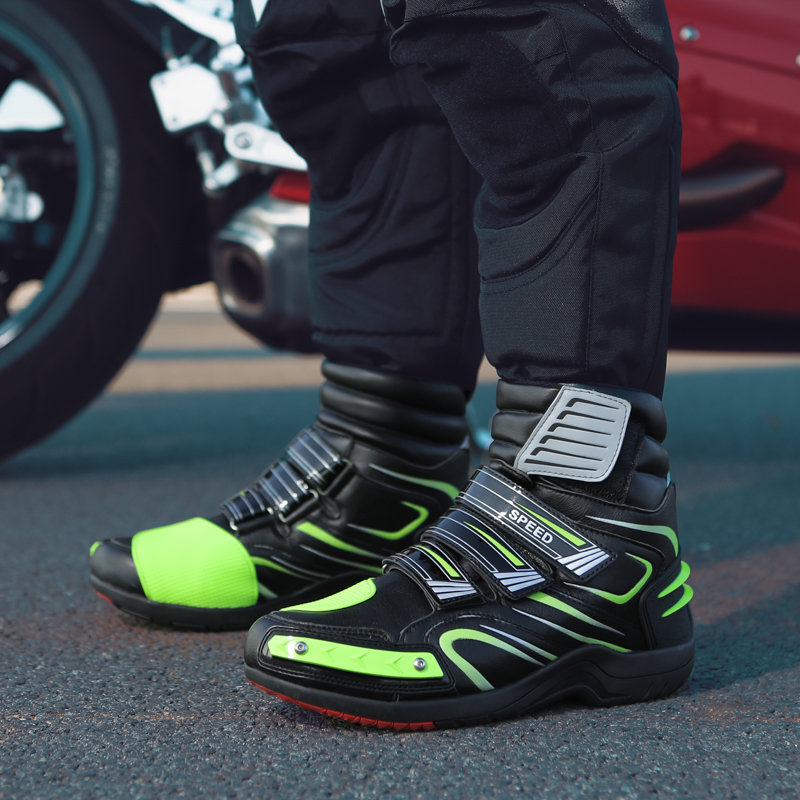 Men Triple Velcro Motorcycle Racing Boots