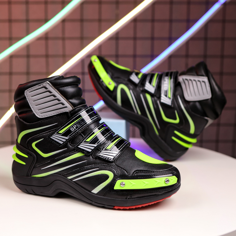 Men Triple Velcro Motorcycle Racing Boots