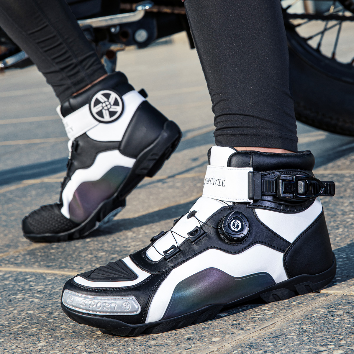 Men BOA Buckle Protective Motorcycle Riding Boots - Image 5