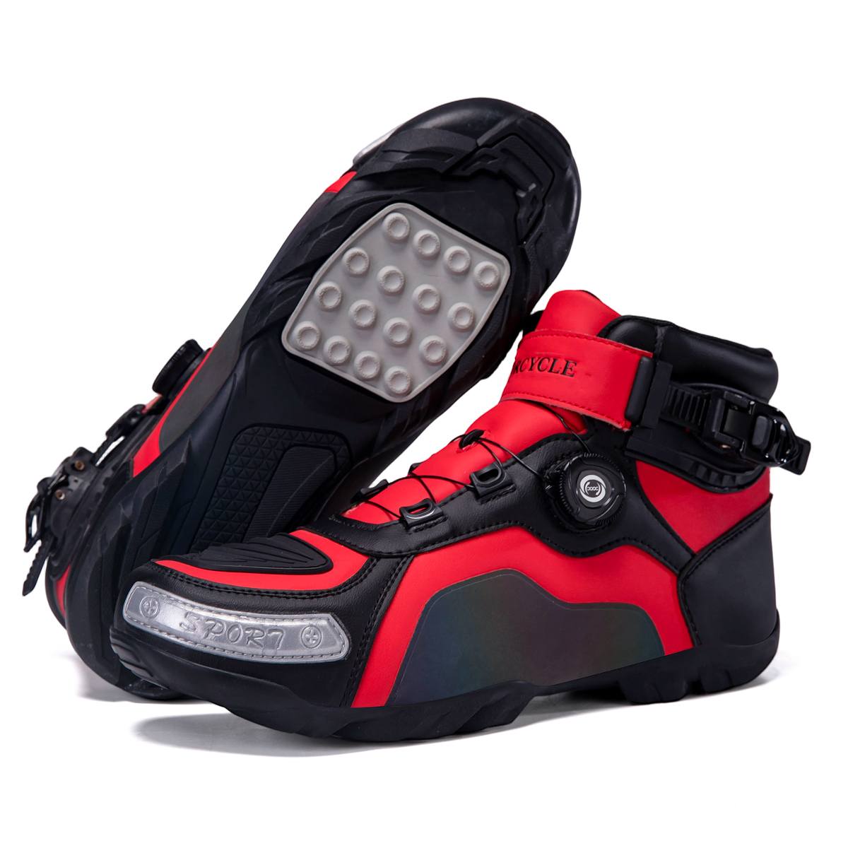 Men BOA Buckle Protective Motorcycle Riding Boots - Image 7