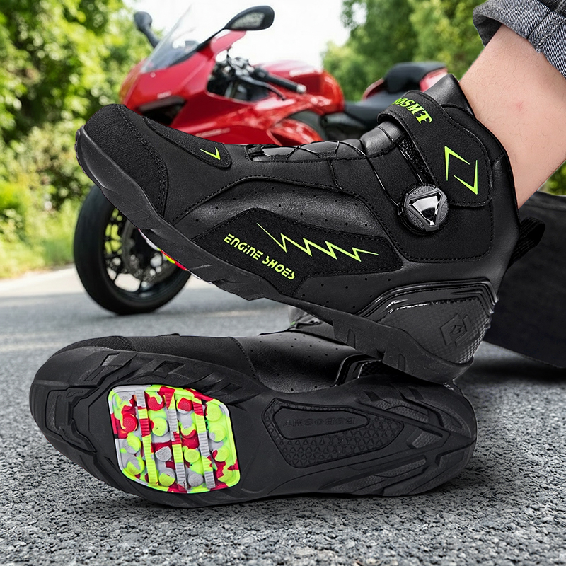Men BOA Buckle Breathable Motorcycle Riding Boots