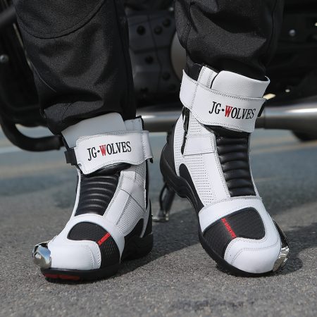 Unisex Metal Toe Mid Calf Motorcycle Racing Boots
