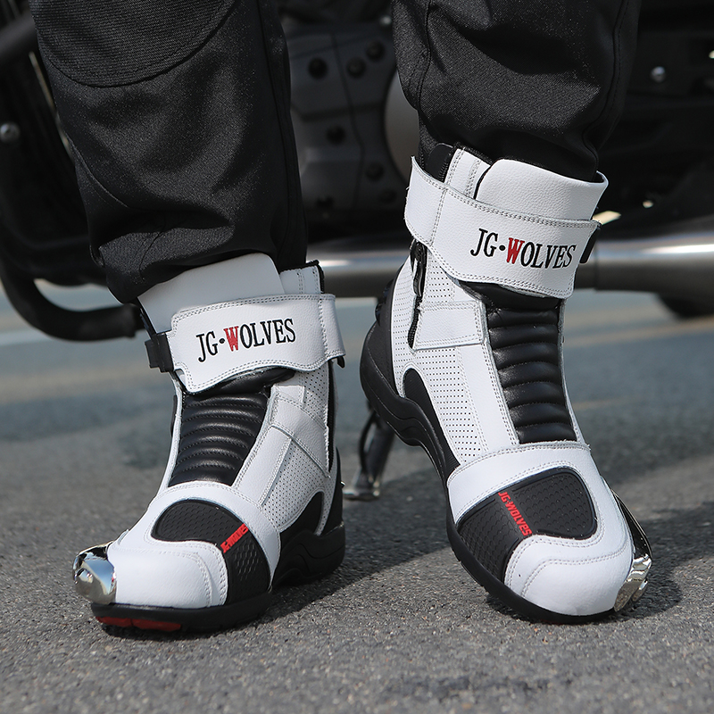 Unisex Metal Toe Mid Calf Motorcycle Racing Boots