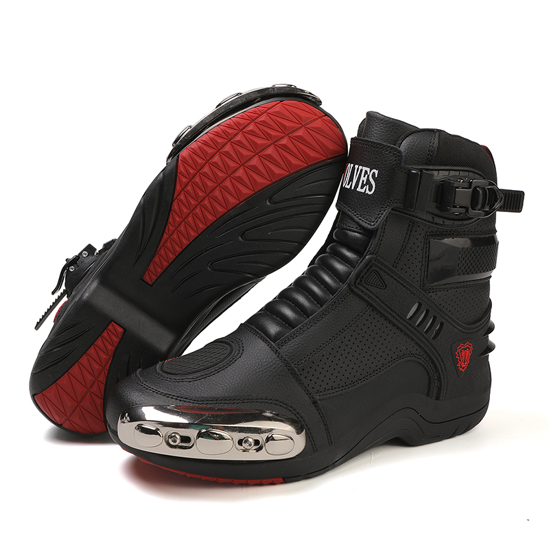 Unisex Metal Toe Mid Calf Motorcycle Racing Boots